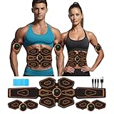 AILEDA EMS Elektrische Muskelstimulation,EMS Bauchmuskeltrainer, 8 Modi & 19 Intensitäten, USB Wiederaufladbar EMS Bauchtrainer Ganzkörper ABS/Bauch/Arm/Bein/Po Trainer
