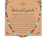 GEHECRST 7 Chakra Heilsteine Kette Damen Chakra Kette 5mm Edelstein Halskette Bunte Perlenkette Amulett Glückskette Reiki Heilung Talisman spirituelle Geschenke