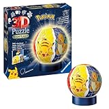 Ravensburger 3D Puzzle 11547 - Nachtlicht Puzzle-Ball Pokémon - 74 Teile - für Pokémon Fans ab 6 Jahren, LED Nachttischlampe mit Klatsch-Mechanismus, Pokémon Spielzeug, Pokémon Geschenk