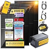 Solakon® 2000W Balkonkraftwerk mit Speicher - Balkonkraftwerk 2000 Watt komplett Steckdose & 800W Wechselrichter - Solaranlage Komplettset - 4x 500W PV-Module & 1,6kWh Speicher für Balkonkraftwerk