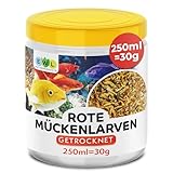 EWL Naturprodukte Rote Mückenlarven getrocknet 250ml (30g) Mückenlarven Fischfutter, Fischfutter Aquarium, geprüfte Qualität von deutschem Anbieter EWL