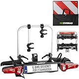 Uebler Fahrradträger F24 für 2 Fahrräder Auto Kupplungsträger faltbar E-Bike MTB inklusive reflektierende Warntafel 50x50cm mit Transporttasche