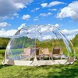 Großes transparentes PVC-Blasenzelt für 3 8 Personen: wetterfest, wasserdicht, Iglu-Kuppel, Gartenpavillon, sofortiges Pop-up, für Camping, Party, Hochzeit, Beige, 3 x 3 x 2,2 m