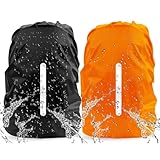 Quzyllic 2 Stück Rucksack Regenschutz mit Reflexstreifen, 30-40L Reflektierender Rucksacküberzug, wasserdichte Reflektierende Regenhülle Rucksack für Outdoor Wandern Reiten Klettern Camping