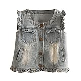 Mud Kingdom Süß Kleine Mädchen Jeans Weste Mode Hellblau 5 Jahre