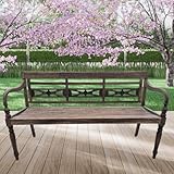 LEBENSwohnART Massive Teakholz Sitzbank Christos 100cm Brown Outdoor Gartenbank Holzbank Handarbeit