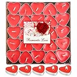 Herz Kerzen Rot,50 Stück Teelichter Herzförmige Kerzen,Romantische Kerzen in Herzform,Valentinstag Deko,Herz Kerzen Teelicht,Romantische Kerzen Deko für Valentinstag,Vorschlag,Hochzeit,Verlobung