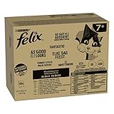FELIX So gut wie es aussieht Senior Katzenfutter nass in Gelee, Sorten-Mix, 120er Pack (120 x 85g) Rind, Lachs, Huhn, Thunfisch