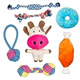 Dunkwckore 7 Stück Hundespielzeug Kleine Hunde, Welpenspielzeug, Spielzeug Hund, Dog Toys, Langlebiges Kauspielzeug und Quietschend Intelligenz Hundekuscheltiere Set, Welpen Bissfestes Kuscheltier