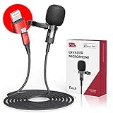 Pixel MFi Lavalier Mikrofon für iPhone/iPad, Omnidirektionales Aufnahme und HiFi-Klangqualität Ansteckmikrofon mit 2 M Kabel für YouTube Vlogs Videoaufnahme und Podcast Aufzeichnung