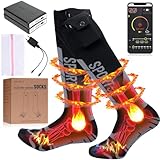 ZONSUSE Beheizte Socken Wiederaufladbar 5000 mAh Akku, App-Fernbedienung, Winter Warme Socken mit 3 Heizstufen, Elektrische Socken für Herren und Damen Outdoor Arbeit Skifahren Jagd Camping (43-53EU)