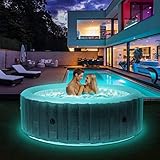 Miweba MSpa aufblasbarer Whirlpool Outdoor Starry C-ST061 | Rund ⌀ 204.0 cm - 6 Personen Spa Pool aufblasbar - UV-C Reinigung - Bis 1429 L - 40°C - Fernbedienung - LED Band - 138 Düsen - TÜV GS