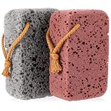 2 Stück Badeschwamm Groß,Ymapinc Komfort Duschschwamm für Badezimmer Weicher Peeling Luffa Schwamm Körperreinigungs Zubehör für Männer und Frauen Grau Rotbraun