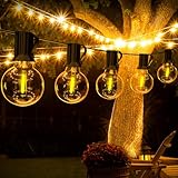 Led Lichterkette Außen Strom, 10M Dimmbar Outdoor Lichterkette Glühbirnen mit 15+1 Warmweiße G40 Glühbirnen Plastik, IP44 Wasserdicht Lichterketten Innen Außen für Garten, Balkon, Party, Terrasse