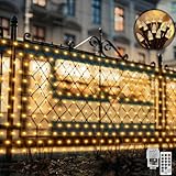 Außen Lichternetz for Bushes mit Stecker,6 X 2M 300LED Mini LED Lichterkette Außen Garten Mesh Weihnachtsbeleuchtung Schwarzes Kabel Wasserdichte mit Fernbedienung & Timer 8 Modi(Warmweiß)