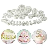 Soleebee 33-Teiliges Fondant Ausstecher Set Ausstechformen für Blume Formen Set Fondant Werkzeuge Auswerfer Stempel Modellierwerkzeug für Torten Deko