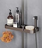 Duschablage Ohne Bohren,Duschstangen Ablage für Shampoo, Conditioner, Seife, 30cm Shower Shelf，Duschregal Ohne Bohren Duschstangen-Aufbewahrungsregal füR 18mm-25mm Duschstange