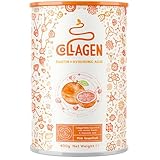 Alpha Foods Collagen Pulver (400g) - Kollagen Hydrolysat Peptide Type I, II & III - Hochdosiert Kollagenpulver mit Hyaluronsäure und Elastin - Pink Grapefruit-Geschmack - Aus Deutschland