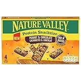 Nature Valley Protein Snacksize Peanut & Chocolate, Nussriegel mit Erdnüssen & Schokolade, Eiweißriegel für unterwegs & Schule, Fitness & Sport, glutenfrei, 4er Pack, 32 Riegel