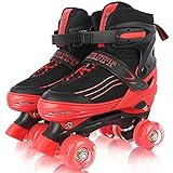 Rollschuhe für Mädchen Jungen Einstellbare Kinder Rollschuhe mit leuchtenden Rädern, Spaß Beleuchtung für Jungen Mädchen, Rollschuhe für Kinder (Black red, Medium (32-36 EU))