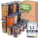 Viwares Vorratsdosen mit Deckel Luftdicht | 24er Vorratsbehälter Set | BPA-FREI | Zur Müsli Mehl und Zucker Aufbewahrung | Praktische Aufbewahrungsbox Küche für alle Lebensmittel