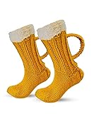 FGFD&OU Lustige Socken Herren Damen Bunte Stricksocken Winter Dicke Warme Socken Unisex Kuschel Thermosocken Grobstrick Weihnachtssocken Weihnachtsgeschenke für Männer und Frauen (Gelb, 32-38)