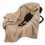 Babylux Einschlagdecke Bouclé 80x80 cm – Kuschelige Babydecke mit Kapuze für Autositz, Babyschale & Kinderwagen – Weiche Baby Kuscheldecke Made in EU (Bouclé - Beige)