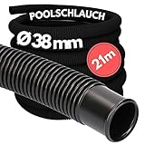 21 Meter Kalitec Poolschlauch 38mm, schwarz I Schwimmbadschlauch 38 mm I Schlauch Pool I Schlauch für Poolpumpe I flexibler Pumpenschlauch I Made in Germany I Formstabil I Trittfest