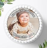 Tortenaufleger Tortenbild, Essbares Foto für Torten, Kindergeburtstag, mit eigenem Foto und Text frei gestalten, Personalisiert mit oder ohne Wunschname (Text), Super Qualität, 9533.