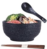 Japanischer Ramen Schüssel aus Keramik, Suppenschalen, Salatschüsseln mit Löffel Essstäbchen, Ramen Bowl Set