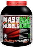 ALPHAPOWER FOOD Maas - Whey, Muscle Weight Gainer I Mega, Muskelmasse & Muskelaufbau - Protein - Eiweiß, Kohlenhydrate – Pulver - Shake für Hardgainer, 2kg Schoko + Creatin, Bcaa, MCT Öl