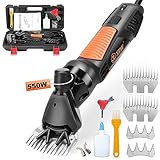 XIIW Elektrische Schafschere 550W, Professionell Schafschermaschine, 6 Geschwindigkeiten Clipper Trimmer mit 2 Sätze Klinge, für Alpakas, Tiere, Schafe, Wolle, Ziegen Farm Livestock Haircut
