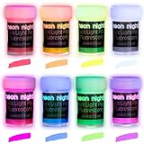 neon nights Fluoreszierende Schwarzlicht Farben für Kunst und Wohnraum | Leuchtfarben mit Glow-Effekt unter UV-Licht | 8 x 20ml Neon-Farben