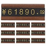 Healeved 10 Sets Preisanzeige-würfel aus Walnussholz mit Goldfarbenen Zahlen und Buchstaben Verstellbare Preisschild-blöcke für Schmucktheken Professioneller Verkaufsständer für