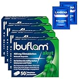 Ibuflam® akut 400 mg IBUPROFEN Filmtabletten| Doppel-Pack 4 x 50 Stk. | Ibu 400 Schmerztabletten bei Schmerzen, Zahnschmerzen, Fieber und Erkältung|Schnelle Schmerzlinderung mit Ibuprofen