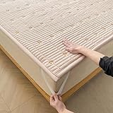 Matratzentopper Gesteppt 60/70/80/140/160 Komfort Matratzenauflage Atmungsaktive Matratzenschoner mit 4 Anti-Rutsch-Ecklaschen Weiche Dünne Waschbarer Matratzenschutz Bettunterlagen(90x200cm,Beige B)