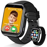 4G Smartwatch Kinder mit GPS und Telefon, IP68 Wasserdicht Kinder Smartwatch mit Videoanruf, SOS, Schulmodus, Voice Chat, WhatsApp, Schrittzähler, Wecker Kinderuhr für Mädchen und Jungen, Schwarz