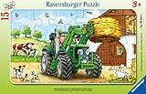 Ravensburger Kinderpuzzle - 06044 Traktor auf dem Bauernhof - Rahmenpuzzle für Kinder ab 3 Jahren, mit 15 Teilen