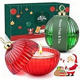 Weihnachten Duftkerzen Geschenke für Frauen, 2 Stück Duftkerze im Glas, Natürliches Sojawachs Duftkerzen Geschenkset, Aromatherapie Kerzen Set Kleine Weihnachtsgeschenke für Frauen, Weihnachten