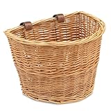 ProSource Wicker Bike Basket Front Cargo for Women and Men, Fits Most Bikes, Beach Cruiser, Stationary Bike, Ebike, Road Bike, Light Brown