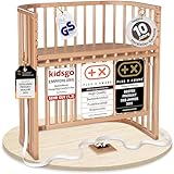 babybay Boxspring Comfort Plus Beistellbett aus massivem Buchenholz/Kinderbett Höhe stufenlos verstellbar & umweltfreundlich/mitwachsendes Babybett mit Verschlussgitter (Natur lackiert)