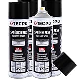 TECPO 1K Sprühkleber 4x 500ml Spray Kleber für Dachhimmel Schaumstoff, Wolkenhimmel und Akustikpaneele Klebespray transparent bis 110°C Hitzebeständig