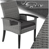 tectake® Rattan Geflecht Stuhl mit Armlehne, Möbel wetterfest für Garten, Terrasse und Balkon, Outdoor Esszimmerstuhl, Sessel, Balkonmöbel, Gartenmöbel, Gartenstühle - grau