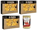 3x Filotea Pappardelle Pasta all'Uovo,Eiernudeln aus italienischen Rohstoffen,Packung mit 500g + Italian Gourmet Polpa di Pomodoro 400g Dose