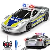 Muakiz Polizeiauto Ferngesteuertes Auto ab 3 4 5 6+ Jahre, 2.4G RC Auto Spielzeug mit Fernbedienung für Junge Mädchen Kinderspielzeug mit Aufladbarer Batterie & Polizei Licht RC Cars Spielzeug, Silber