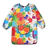 QIURUYUE Kinder Malerkittel für 6-11 Jahre Mädchen Junge Wasserdicht Malkittel Einstellbar Bastelschürze mit Ärmeln und Big Taschen Malkittel Schule für Kunst Malerei Basteln Malen