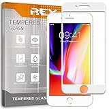 REY 3D Bildschirmschutz aus gehärtetem Glas für iPhone 8 Plus/iPhone 7 Plus Weiß, Displayschutzfolie 9H+ Härte, Anti-Kratzen-Öl-Bläschen, Voller Schutz, 3D, 4D, 5D