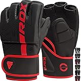 RDX Profi MMA Handschuhe Training, Kara Maya Hide Leder, Sparring Grappling Kampfsport Kickboxen Schwarz Gloves Muay Thai Boxing, Boxsack Pratzen Sandsack Gepolstert Punchinghandschuhe, Männer Herren