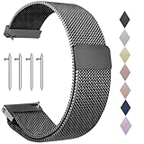 PDSQL Edelstahl Mesh Uhrenarmband, Metall Ersatz Armband Edelstahlarmband mit Magnetverschluss Smartwatch Schnellverschluss Watch Uhren Ersatzband Für Damen Herren (Schwarz, 22mm)