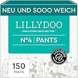 LILLYDOO Baby Windeln Pants - Größe 4 (9-14 kg), Monatsbox (150 Höschenwindeln), Sicherer Auslaufschutz - Hautfreundlich, Weich & Ohne Lotionen für empfindliche Haut, Dermatologisch getestet